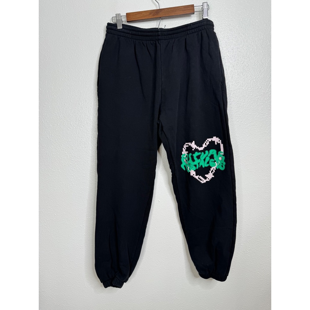 Pangaia x Dua Lipa Future Nostalgia Tour Collab Black Pixel Heart Joggers Large